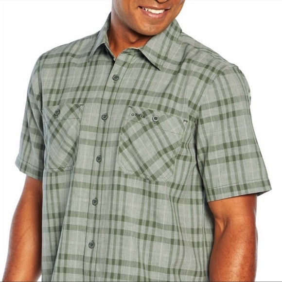 NWT Orvis Duck Green Plaid Short Sleeves Tech Shirt Size M - Picture 3 of 4